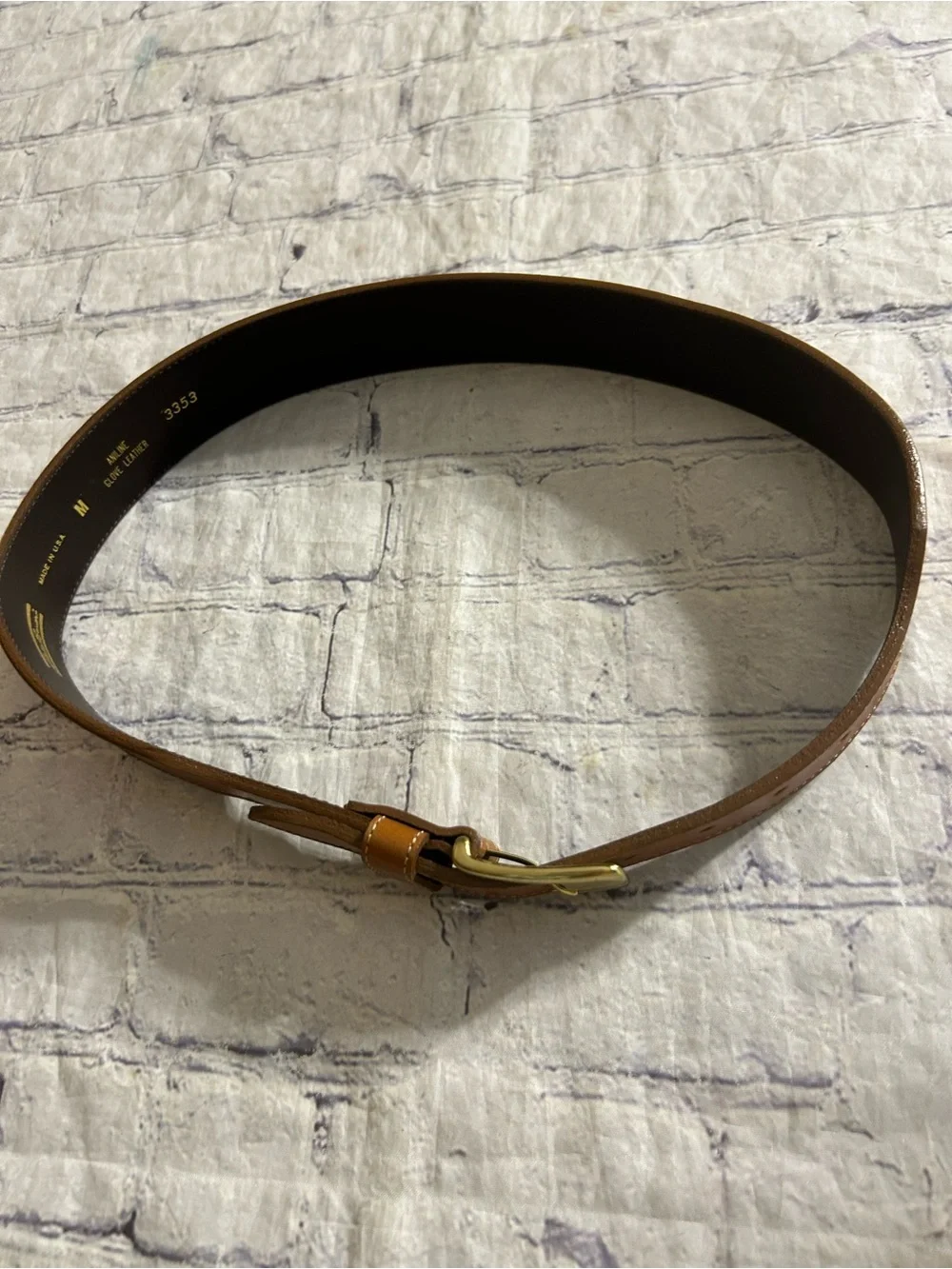 EDDIE BAUER VTG ANILINE GLOVE LEATHER CARMEL BROWN BELT SIZE VTG MEDIUM